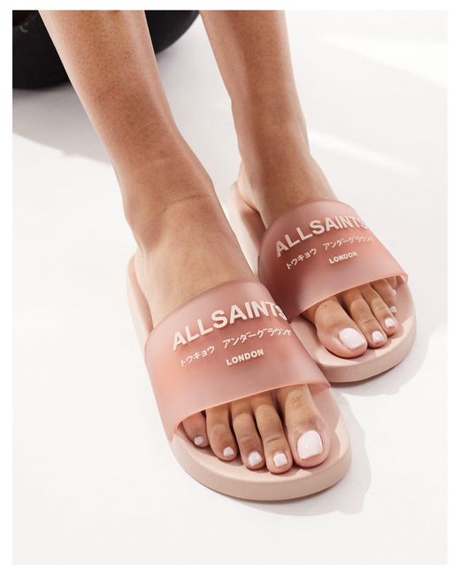 AllSaints Pink Underground Rubber Sliders