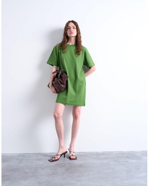 TOPSHOP Green – premium – kurzärmliges oversize-t-shirt-kleid