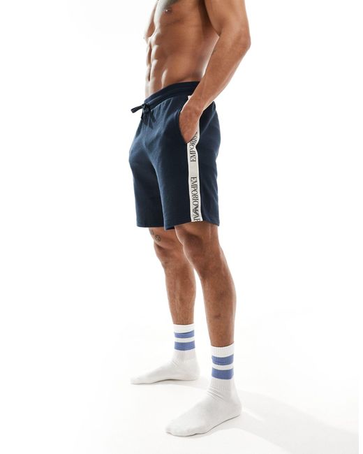 Emporio Armani Blue Bodywear Lounge Shorts With Logo Detail for men