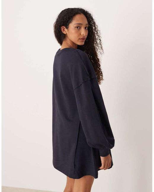 ASOS Blue Cotton Trapeze Sweat Mini Dress