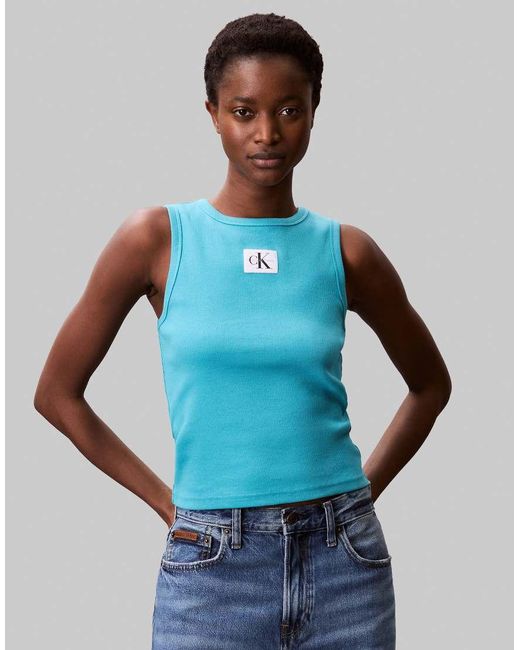 Canotta Acceso Con Logo di Calvin Klein in Blue
