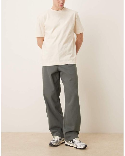 ASOS Natural Loose Twill Trousers for men
