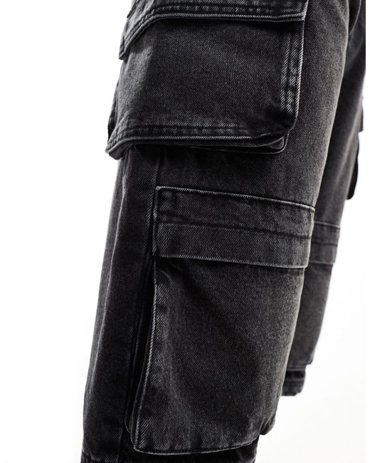 Pantalones cortos vaqueros lavado ASOS de color Black
