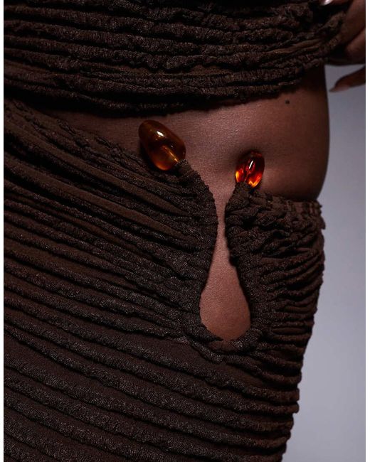 South Beach Brown Maxi Beach Skirt With Hardware Detail