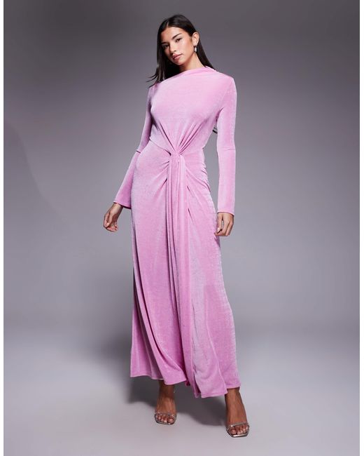 ASOS Women's Purple Long Sleeve Slinky Maxi Dress With Knot Detail - magambanetwork.com ASOS Women's Purple Long Sleeve Slinky Maxi Dress With Knot Detail - magambanetwork.com