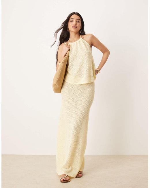 Gina Tricot Natural Co-ord Halterneck Crochet Top