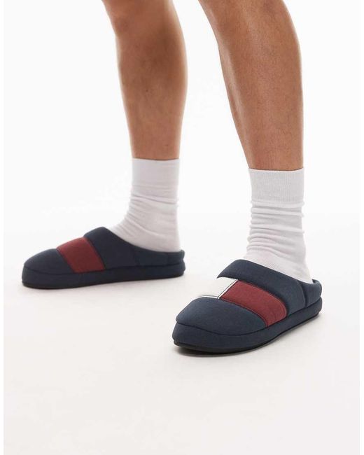 Tommy Hilfiger Blue Nylon Flag Slippers for men