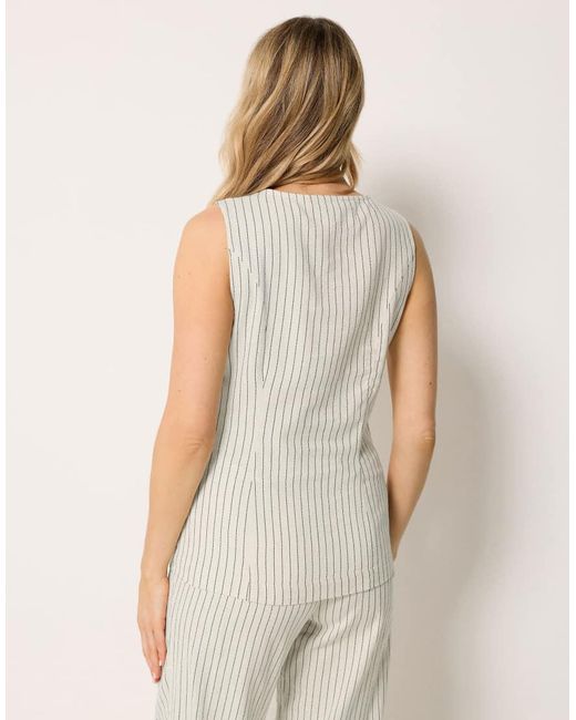 Long Tall Sally Natural Pinstripe Waistcoat