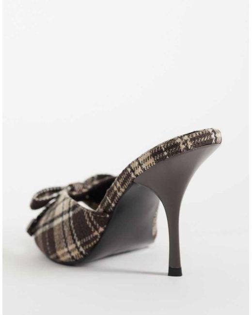 ASOS Natural Nelly Bow Detail High Heeled Mules