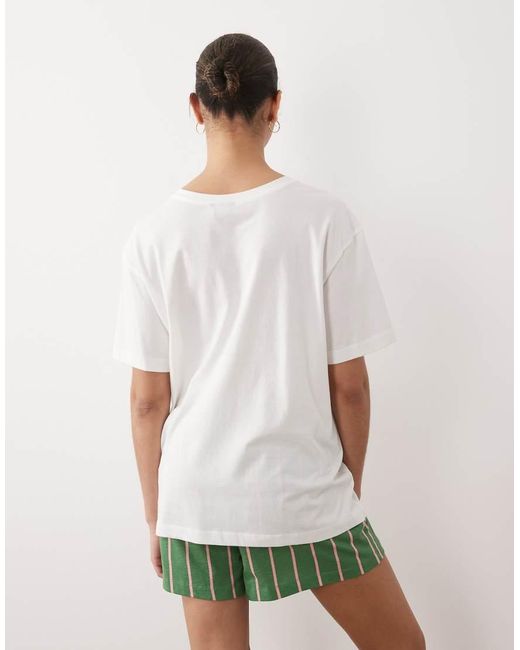 ASOS White Asos Design Maternity Oversized Tee And Shorts Pyjama Set With Strawberry Graphic-green