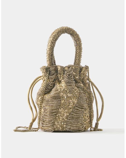 Borsa Color Oro Con Perline di Pull&Bear in Metallic