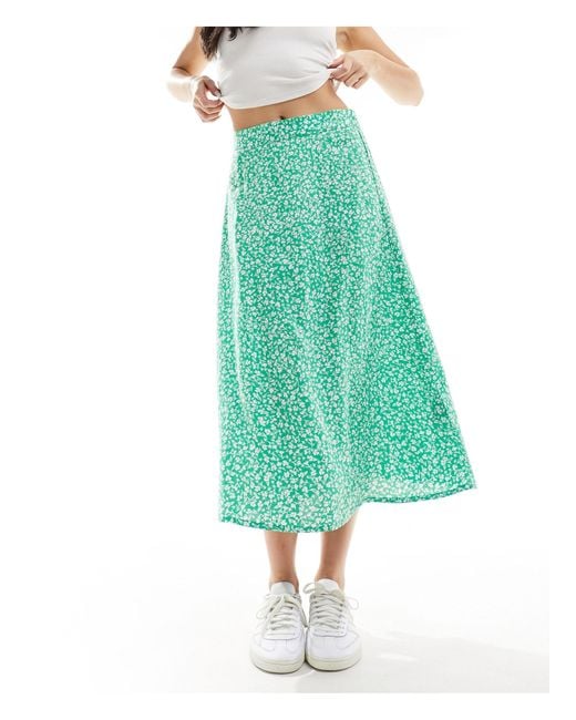 Monki Green Midi Skirt