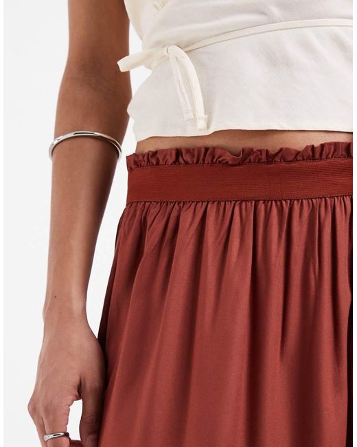 ONLY Red Pleated Maxi Skirt