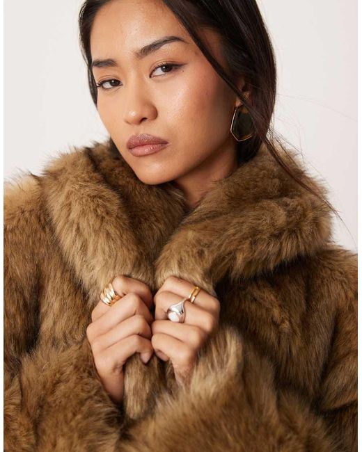 Abercrombie & Fitch Blue Long Faux-fur Coat
