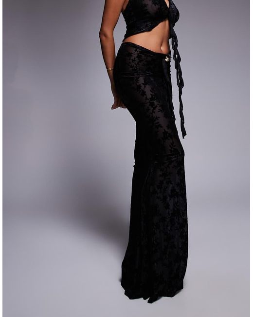 SIMMI Gray Daphne Devore Maxi Skirt