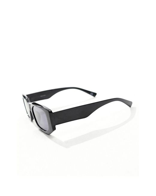 ASOS Black Mid Square Sunglasses With Bevel Angular Detail