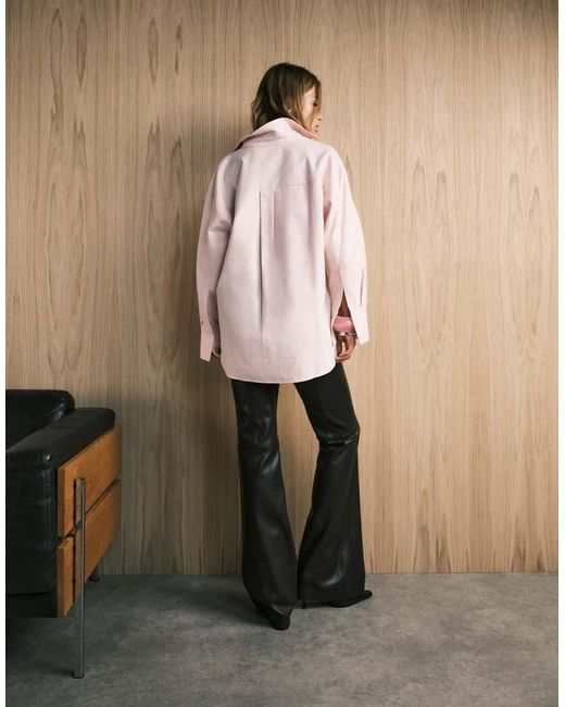 Mango Brown Faux Leather Flared Trouser