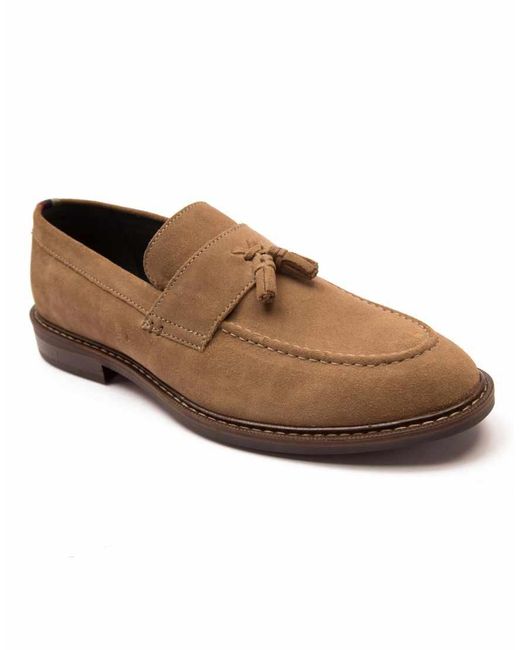 Thomas Crick Brown 'Clinton' Leather Tassel Formal Loafer Shoes for men