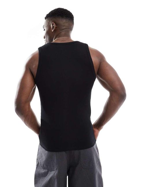 ASOS Muscle Fit Geribbeld Hemdje Met Ronde Hals in het Black voor heren
