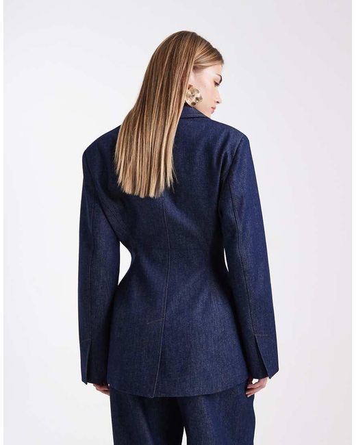 ASOS Blue Tailored Denim Cinch Waist Blazer Co Ord