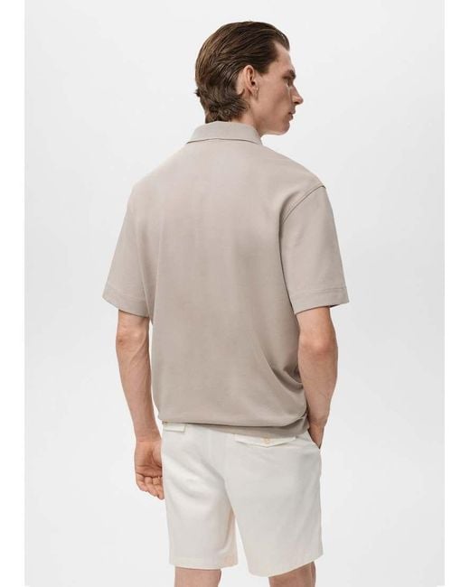Mango Gray Cotton Mix Polo Top for men