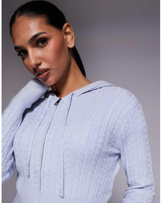 River Island Gray Cable Knit Loungewear Hoodie Co-Ord