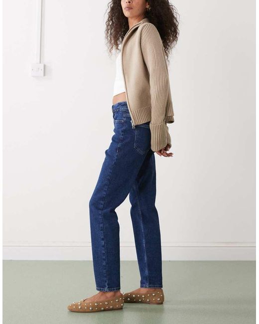 Noisy May Blue Moni High Rise Slim Straight Jeans
