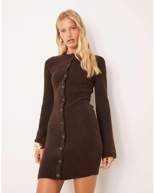 Pretty Lavish Brown Boucle Knit Mini Dress