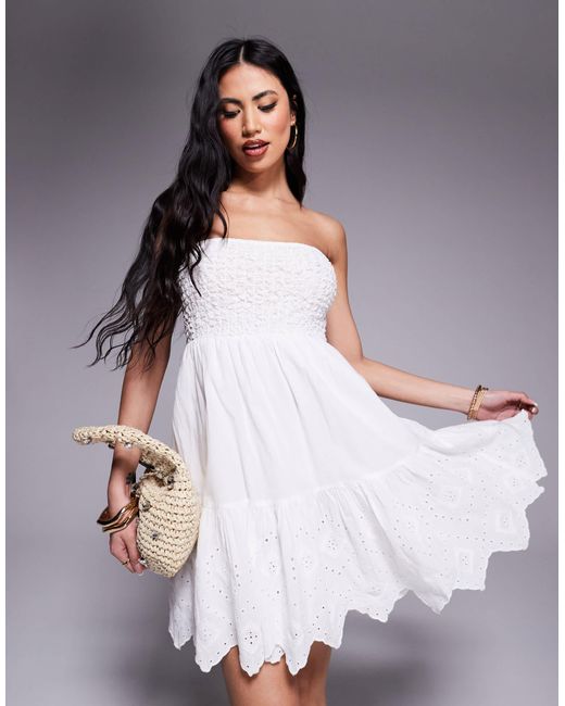 Robe bandeau courte et froncée River Island en coloris Gray