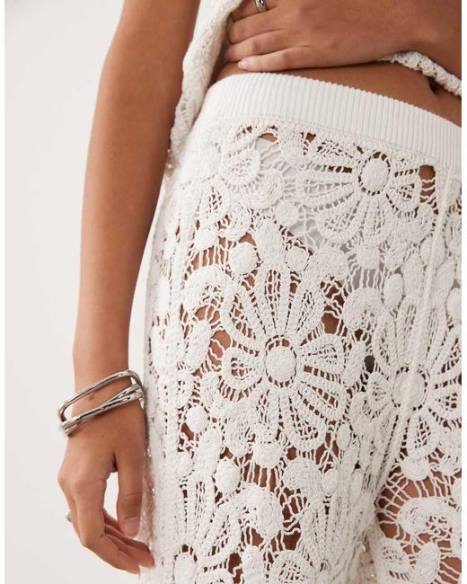 ASOS White Crochet Knit Pants