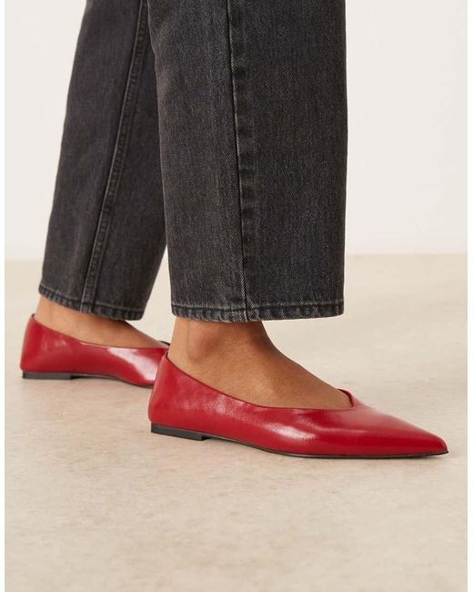 ASOS Red Lari Pointed Ballets