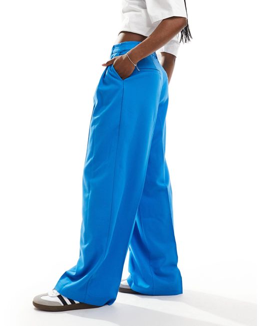 Monki Blue High Waist Tailored Trousers