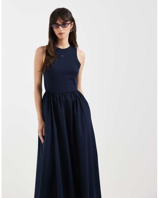 Tommy Hilfiger Blue Rib Poplin Tank Dress