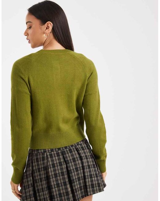 ONLY Green Button Through Knitted Cardigan