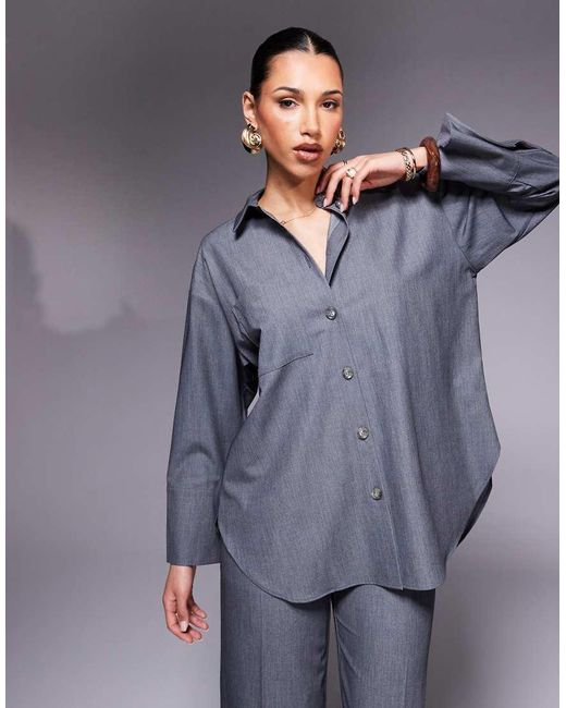 Camicia Oversize Grigia di River Island in Blue