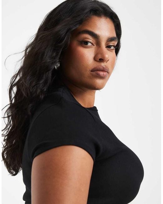ASOS Black Asos Design Curve Clean Fitted Short Sleeve Baby Tee