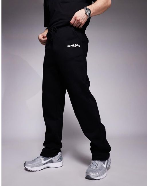 Sixth June Joggingbroek Met Rechte Pijpen En Logoprint in het Black voor heren