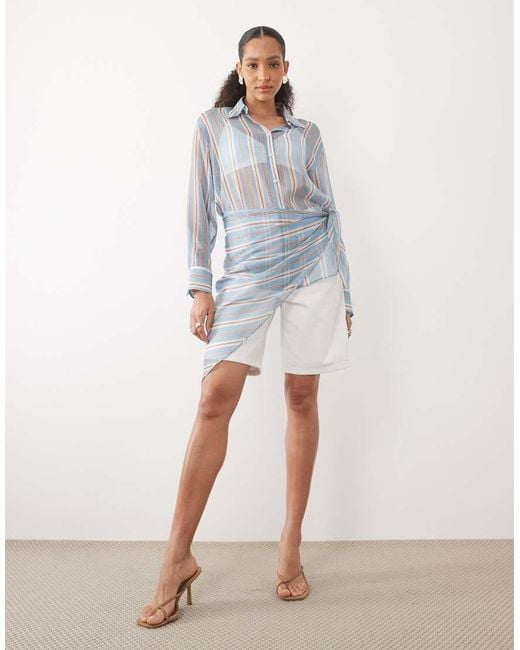 Mango Blue Sheer Shirt
