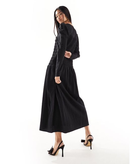Nobody's Child Black Gracie Long Sleeve Midi Dress