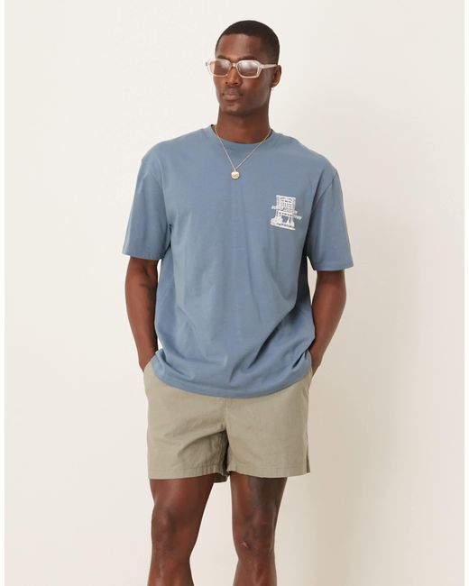 ASOS Blue Shorter Length Linen Blend Shorts for men