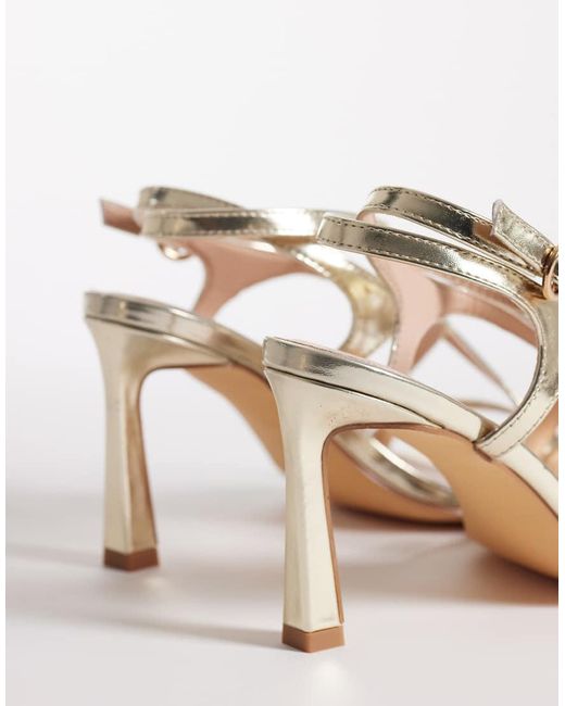 London Rebel White Elin Heeled Strappy Sandal