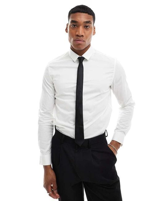 ASOS White Formal Easy Iron Slim Fit Poplin Shirt for men