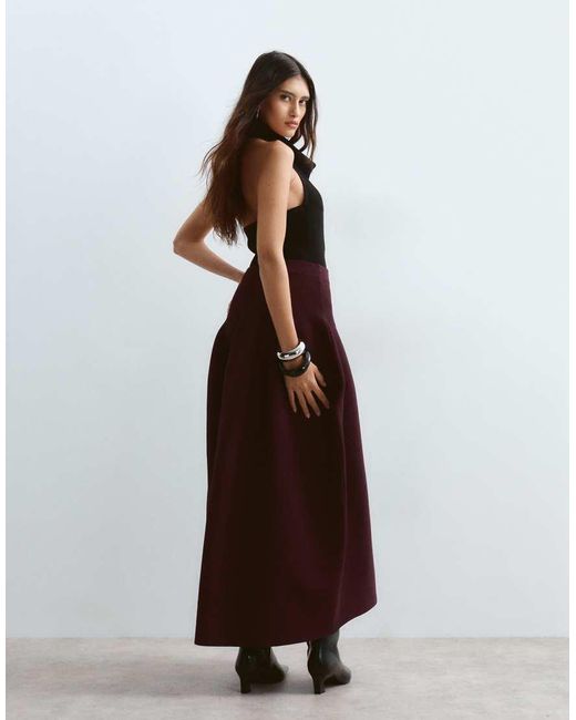 ARRANGE Brown Knitted Sculpted Tulip Midi Skirt