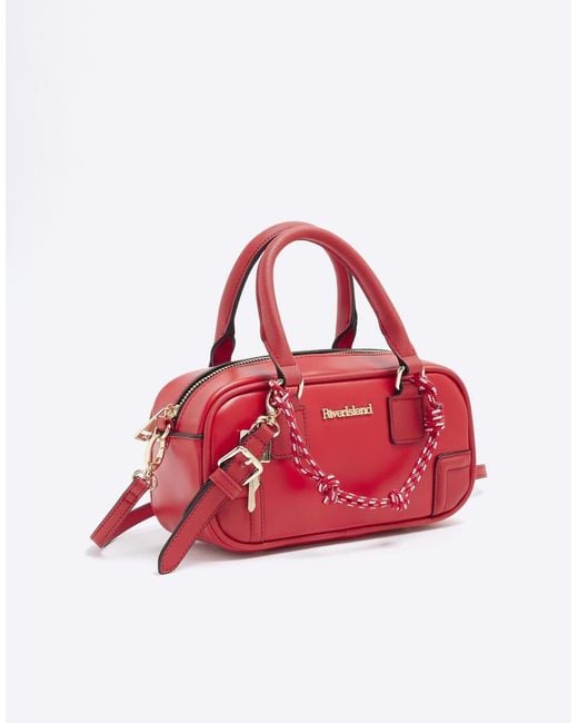 River Island Red Faux Leather Charm Shoulder Bag