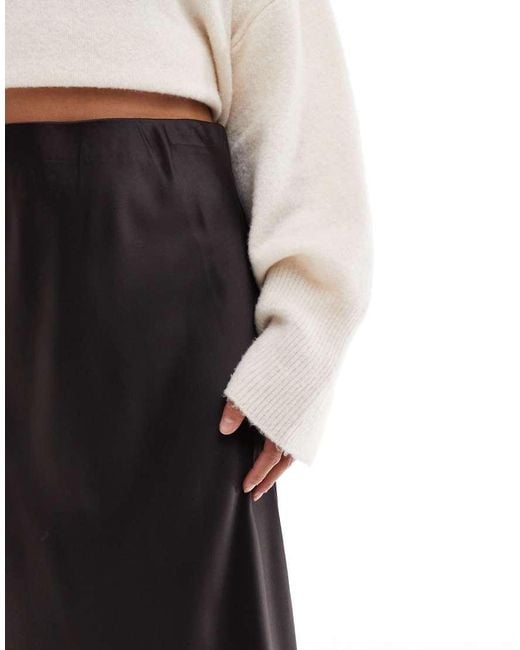 Vero Moda White Satin Bias Midi Skirt