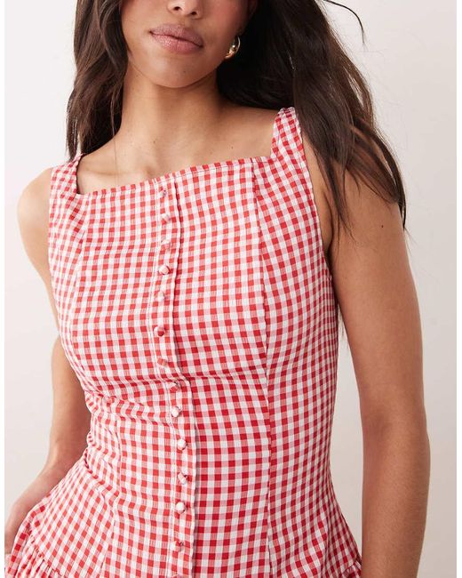 Kaiia Pink Exclusive High Square Neck Button Down Mini Dress