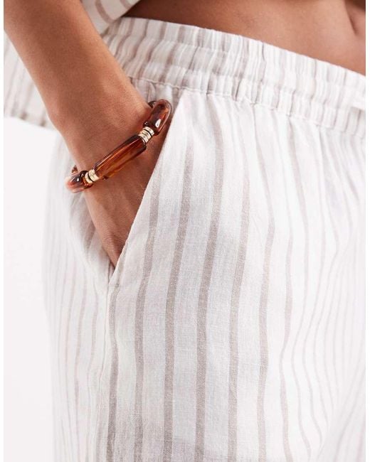 Vero Moda White Linen Touch Tie Waist Trouser Co-Ord