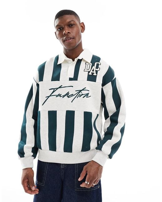 Bershka Blue Striped Rugby Polo for men