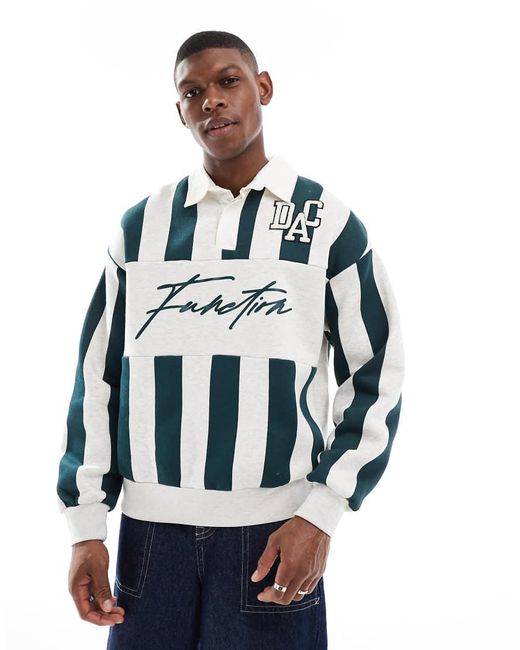 Bershka Blue Striped Rugby Polo for men