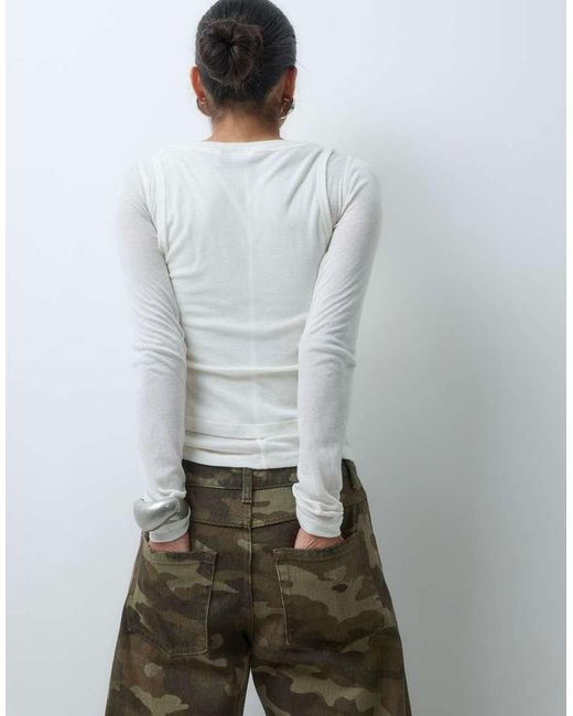 ASOS Green Bow Barrel Leg Jeans